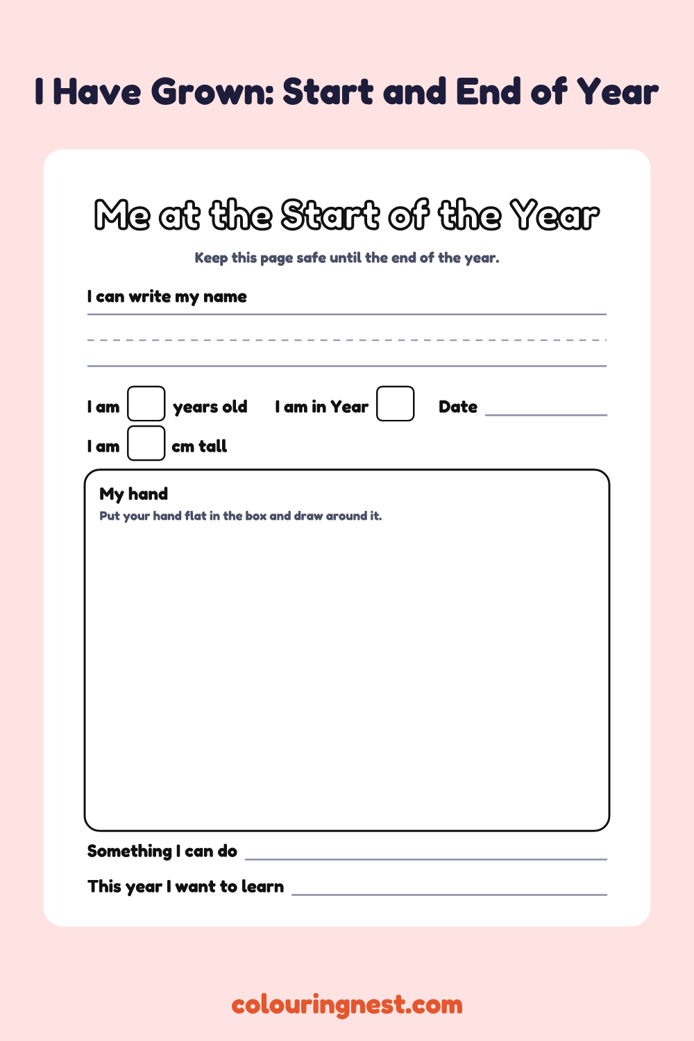 I Have Grown (NZ & AU): free printable worksheet from Colouring Nest