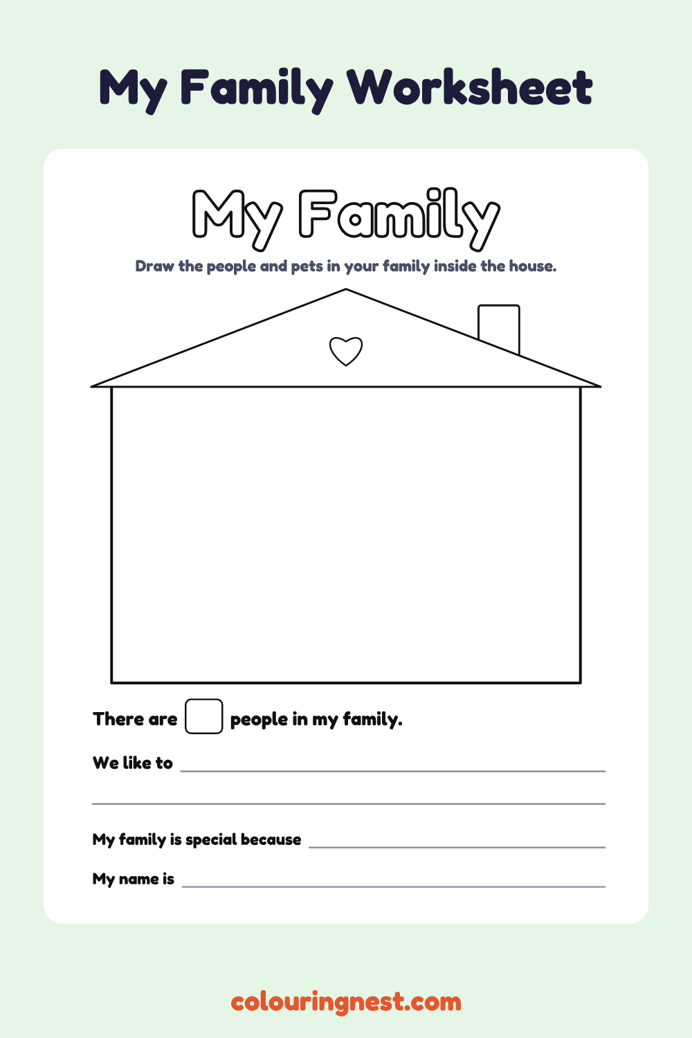 My Family Worksheet: free printable worksheet from Colouring Nest