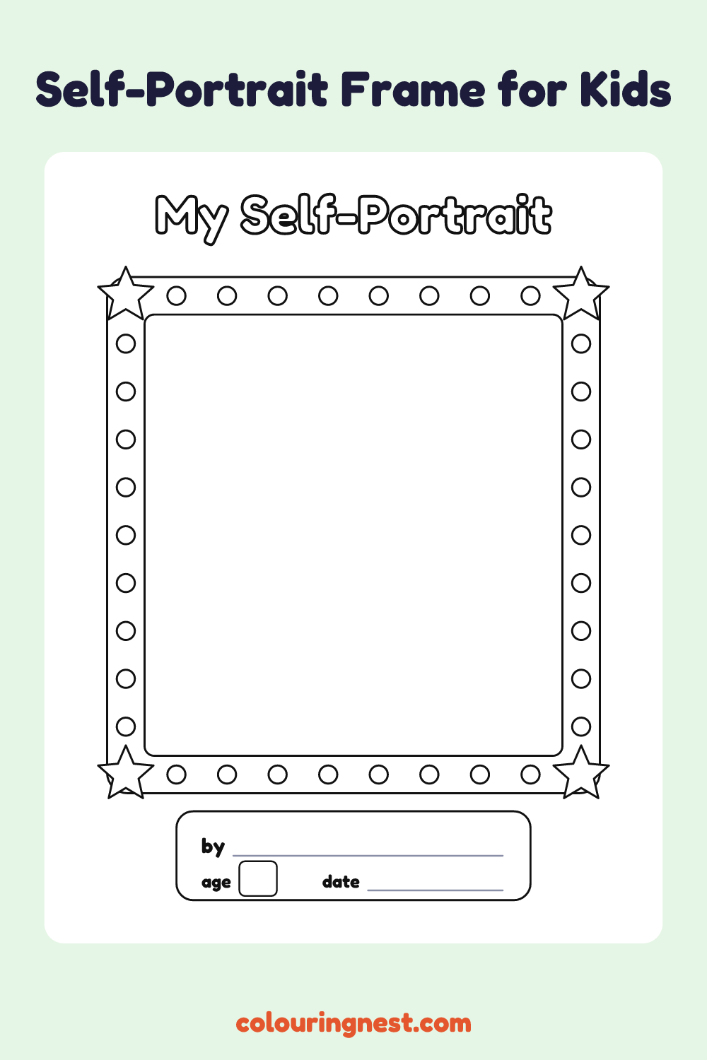 Self-Portrait Frame: free printable page to colour from Colouring Nest