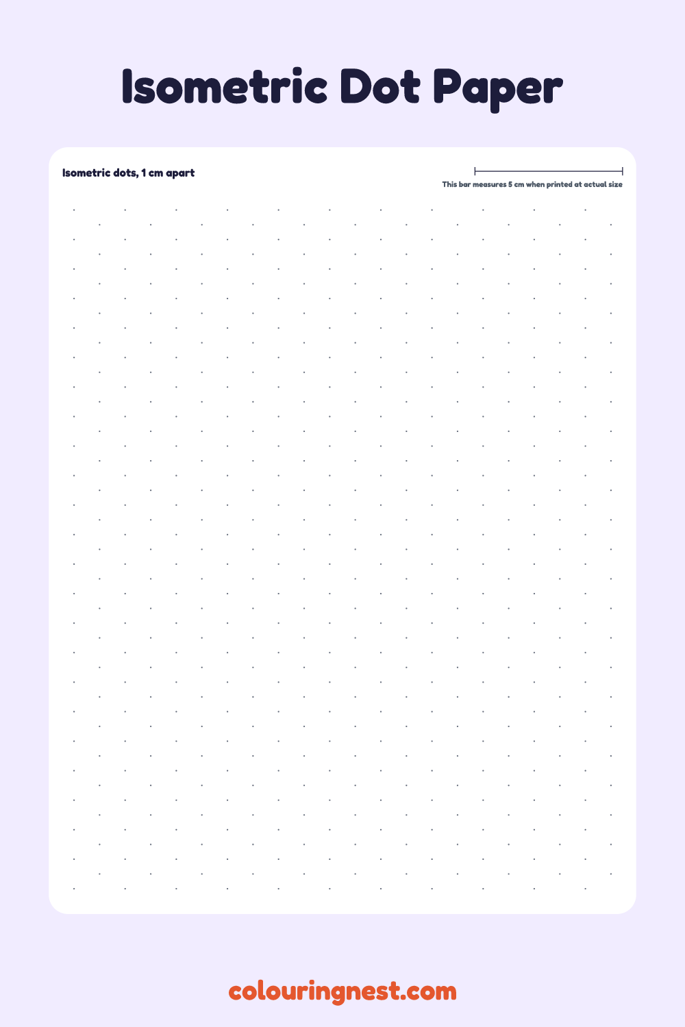 Isometric dot paper: dots 1 cm apart in a triangle pattern