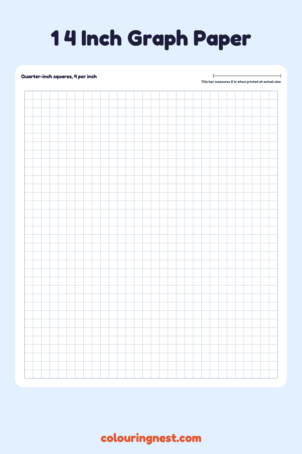 1/4 Inch Graph Paper: a printable sheet of 1/4 inch squares