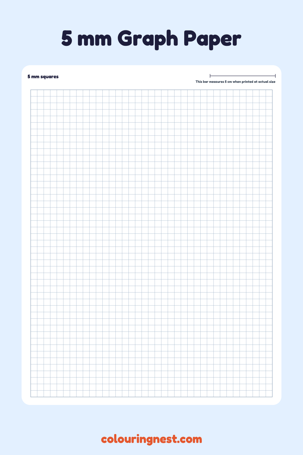 5 mm Graph Paper: a printable sheet of 5 mm squares