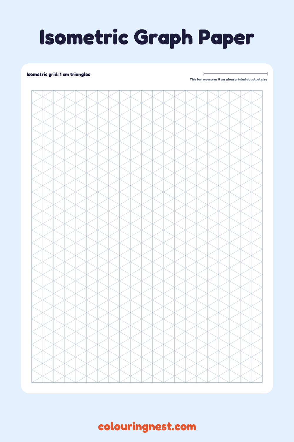 Isometric graph paper: a printable grid of 1 cm equilateral triangles