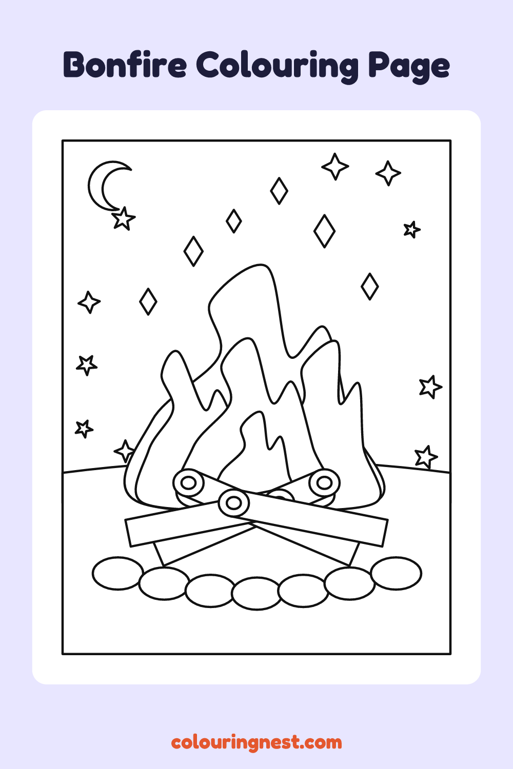 Bonfire Colouring Page coloring page: free printable black-and-white line art