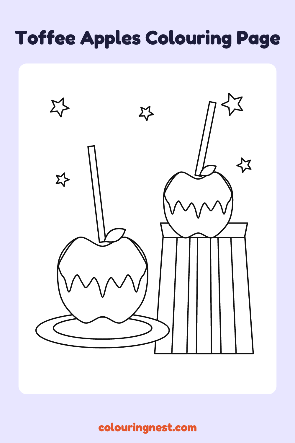 Toffee Apples Colouring Page coloring page: free printable black-and-white line art