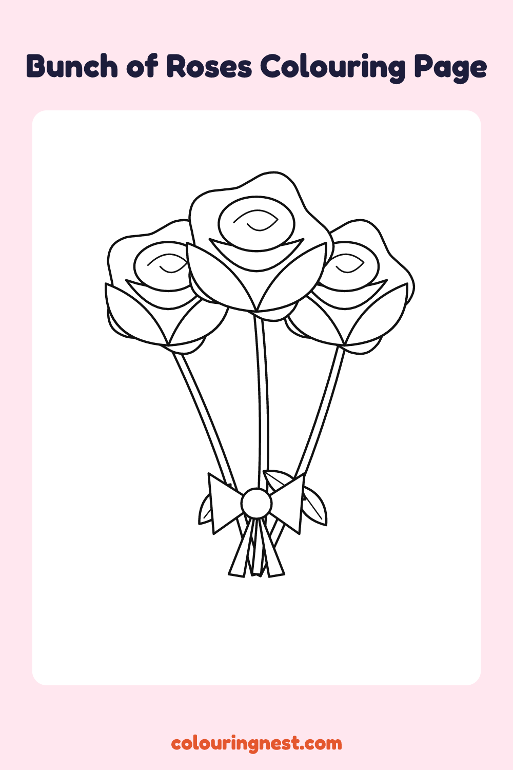 Bunch of Roses Colouring Page coloring page: free printable black-and-white line art