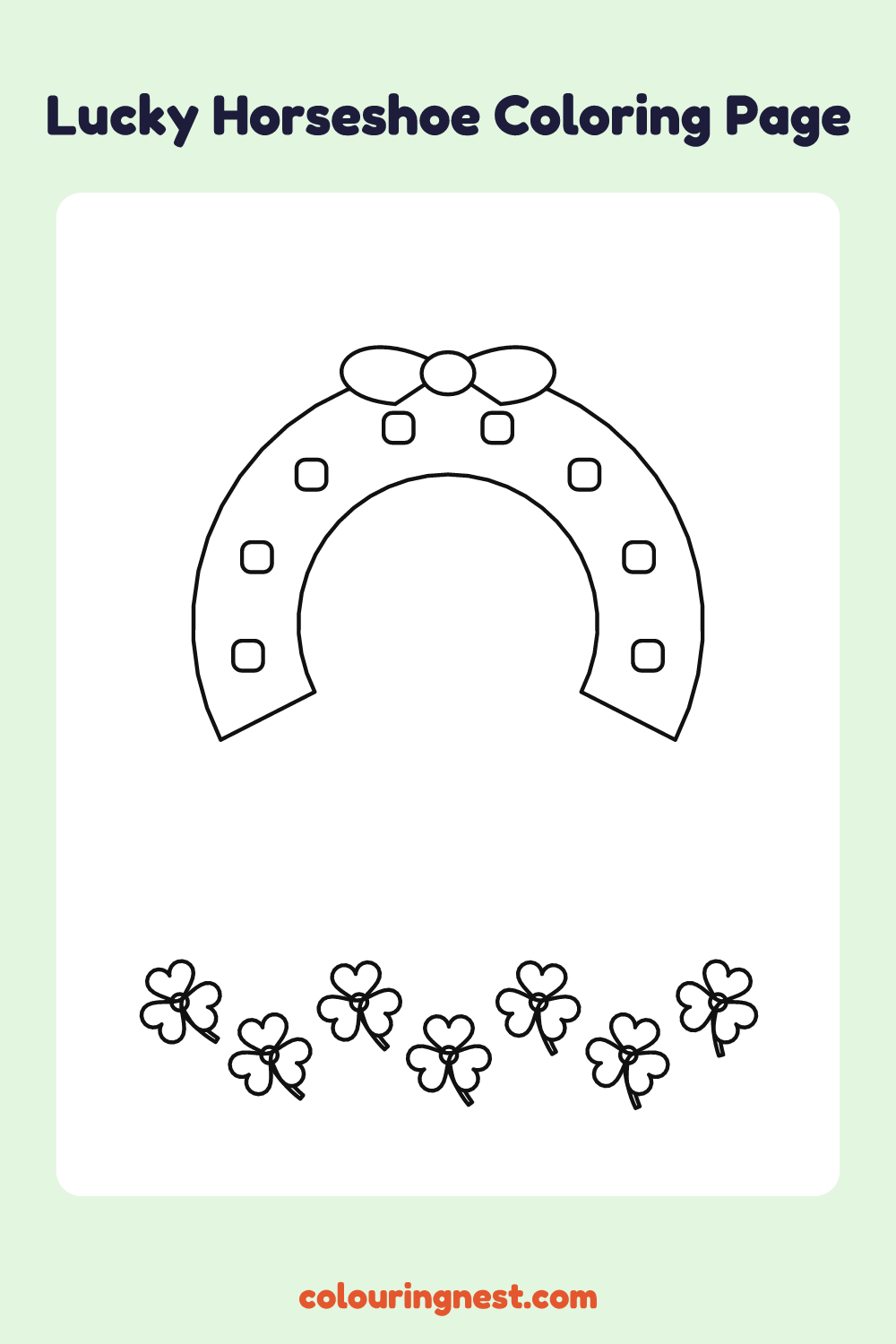 Lucky Horseshoe Coloring Page: free printable black-and-white line art