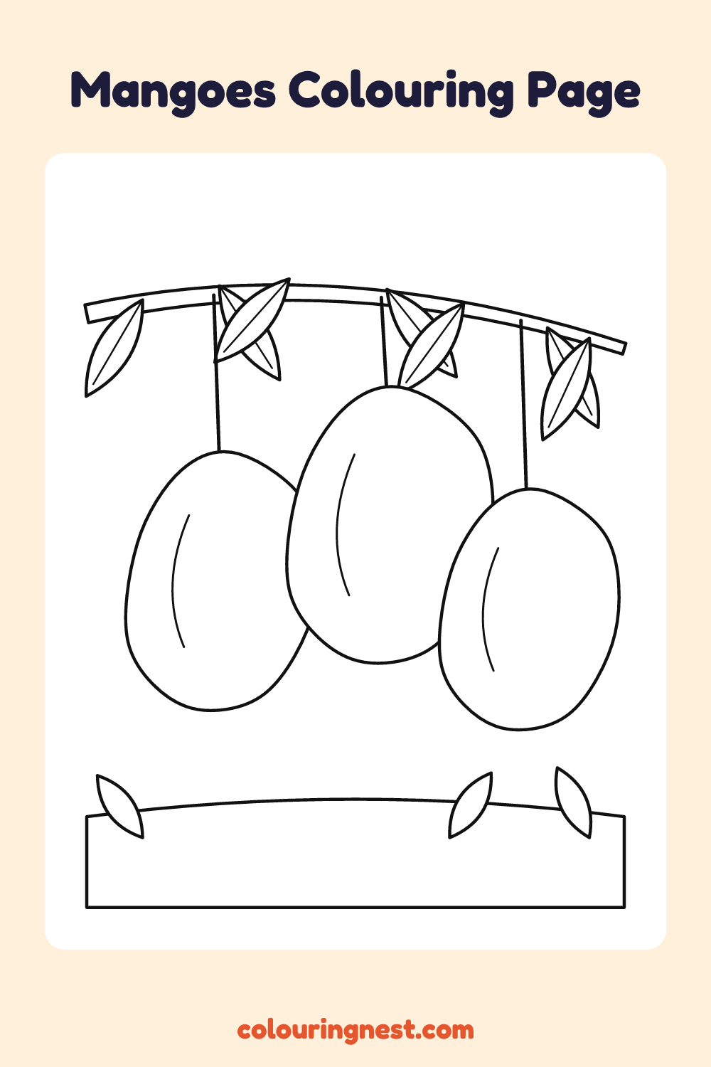Mangoes Colouring Page coloring page: free printable black-and-white line art