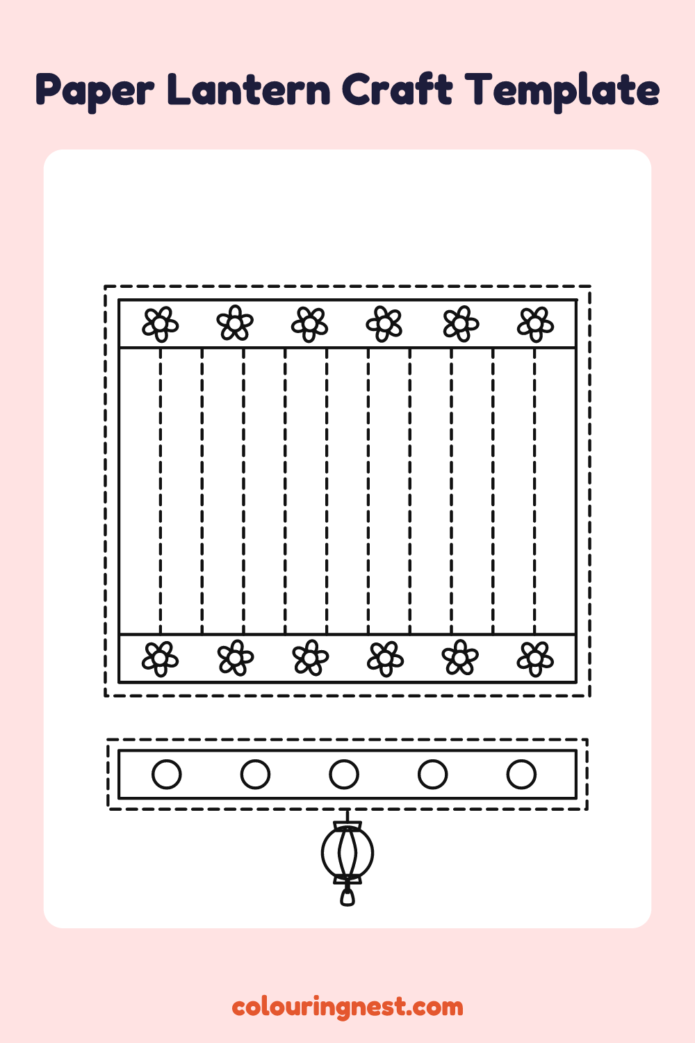 Paper Lantern Craft Template coloring page: free printable black-and-white line art