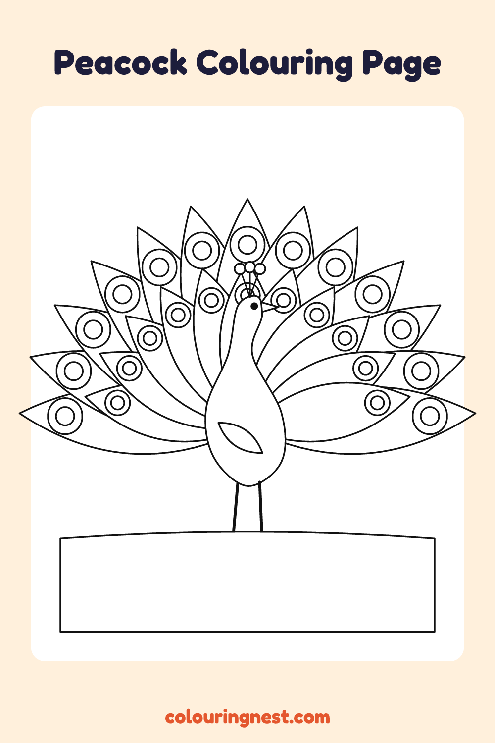 Peacock Colouring Page coloring page: free printable black-and-white line art
