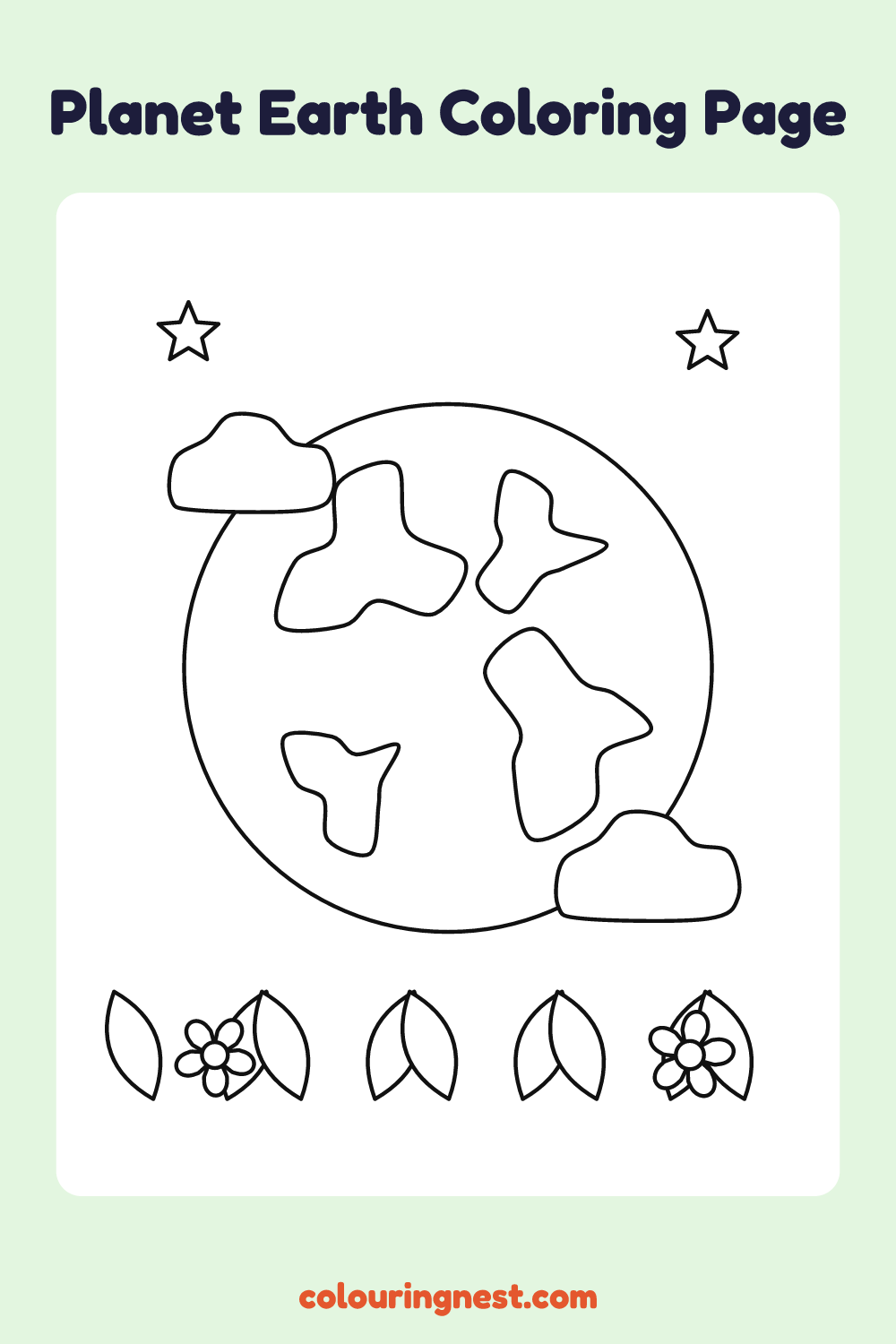 Planet Earth Coloring Page: free printable black-and-white line art