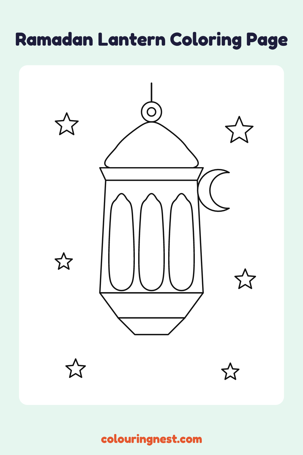 Ramadan Lantern Coloring Page: free printable black-and-white line art