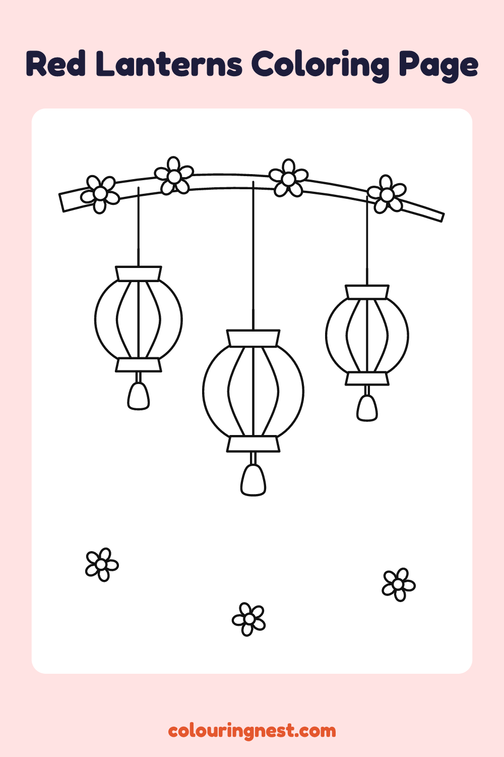 Red Lanterns Coloring Page: free printable black-and-white line art