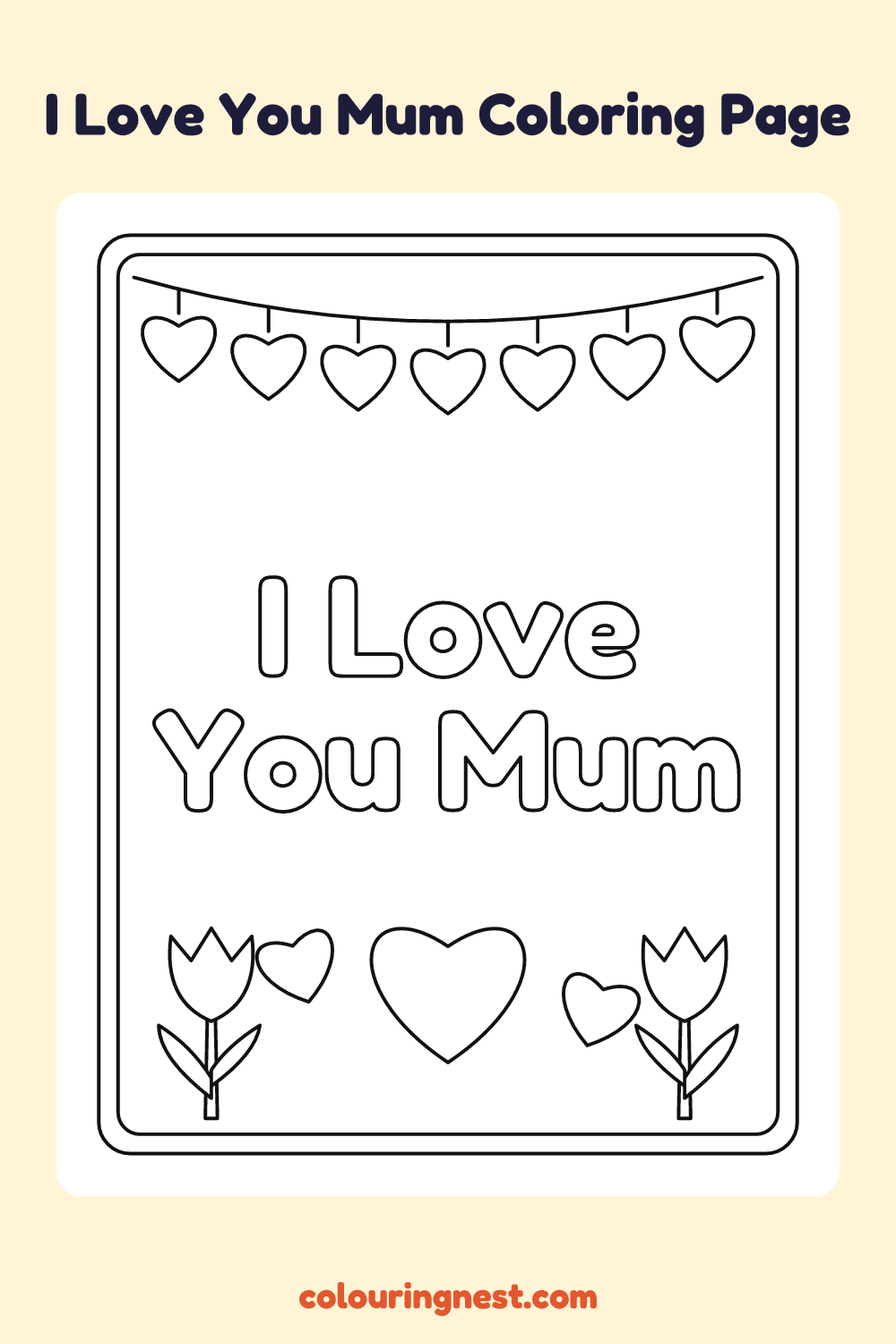I Love You Mum Coloring Page: free printable black-and-white line art