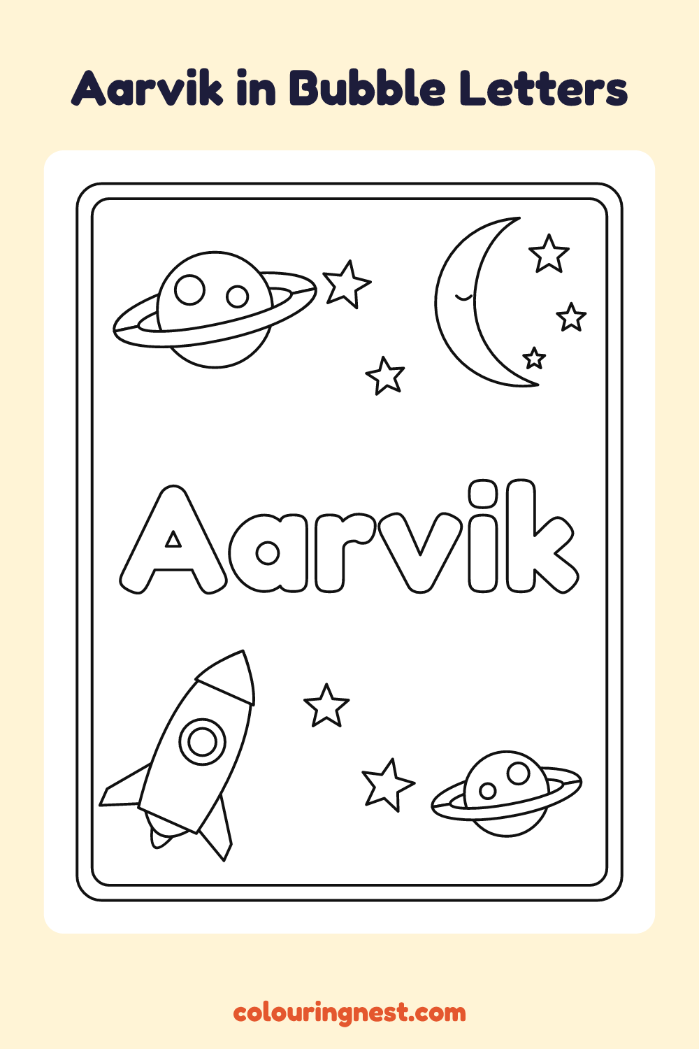Aarvik in Bubble Letters coloring page: free printable black-and-white line art