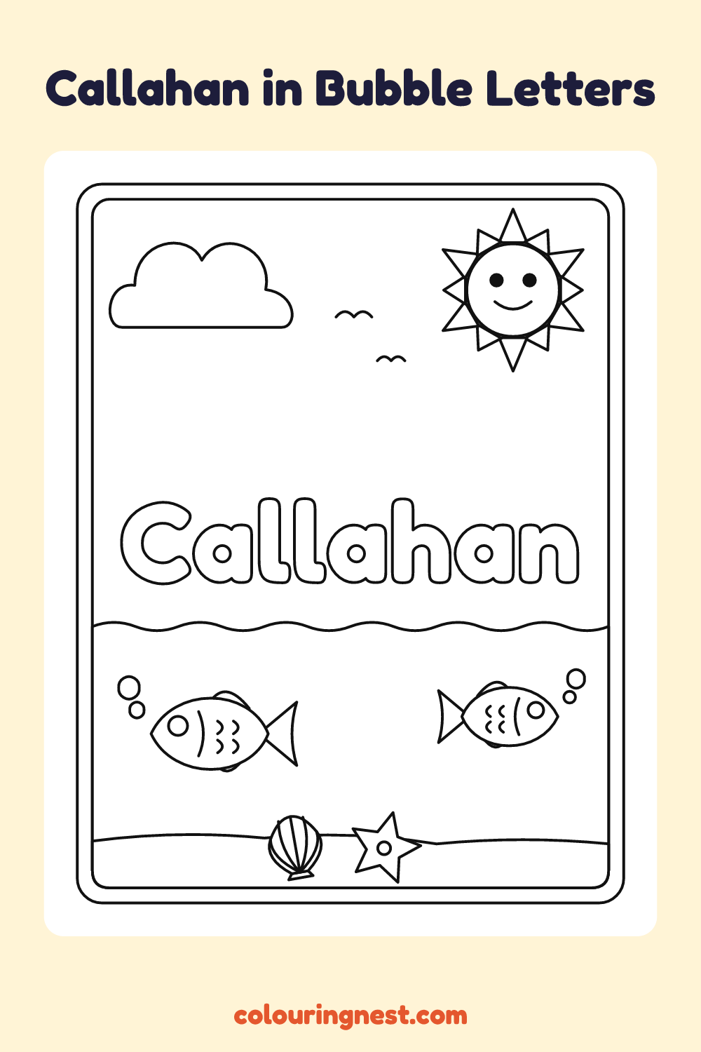Callahan in Bubble Letters coloring page: free printable black-and-white line art