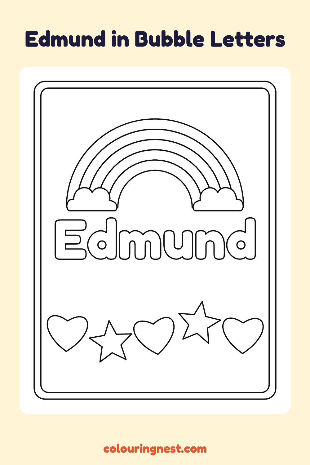 Edmund in Bubble Letters coloring page: free printable black-and-white line art