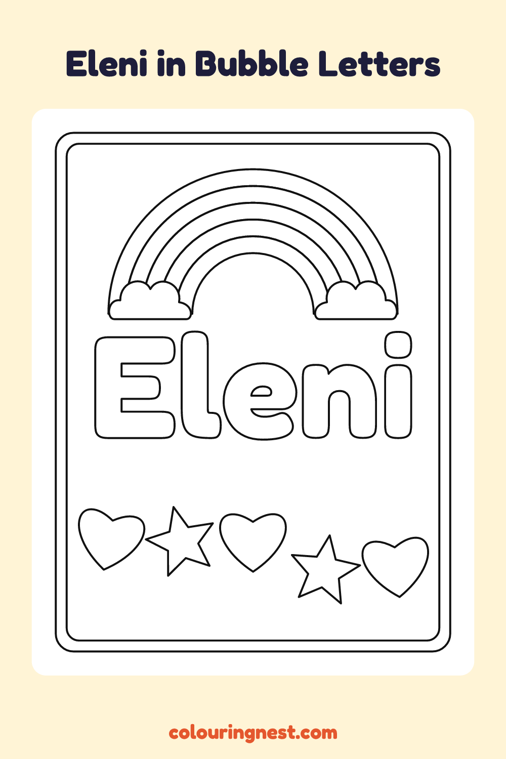 Eleni in Bubble Letters coloring page: free printable black-and-white line art
