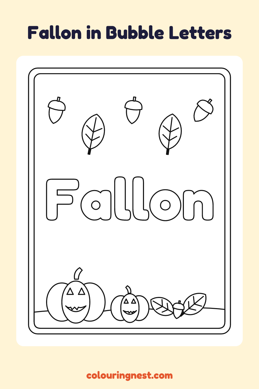 Fallon in Bubble Letters coloring page: free printable black-and-white line art