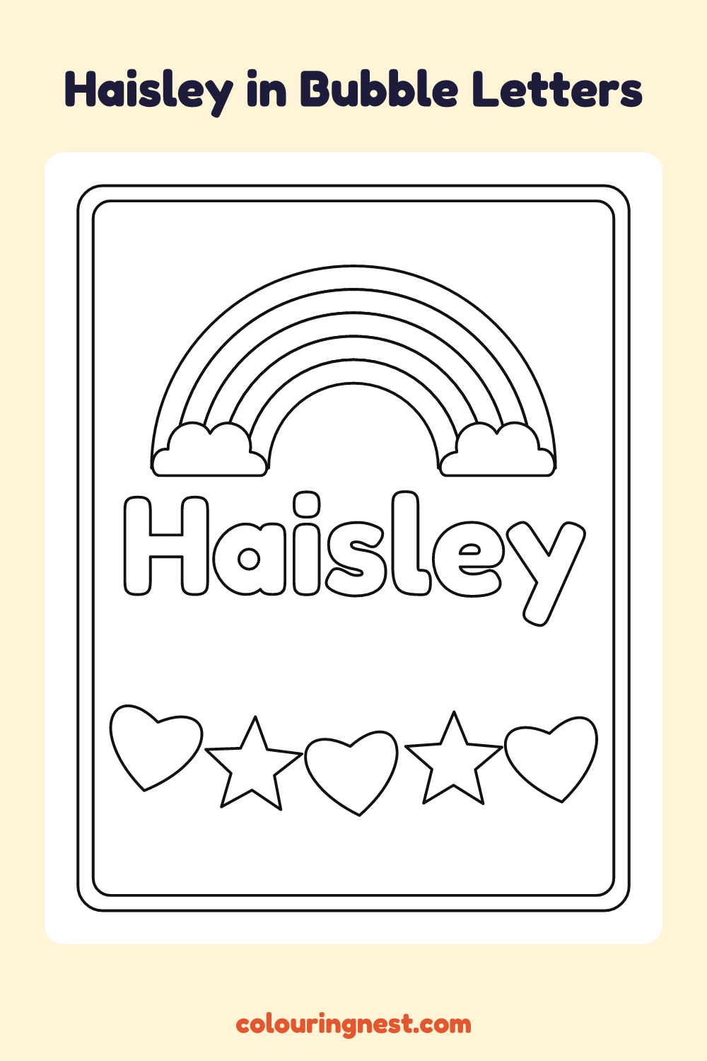 Haisley in Bubble Letters coloring page: free printable black-and-white line art