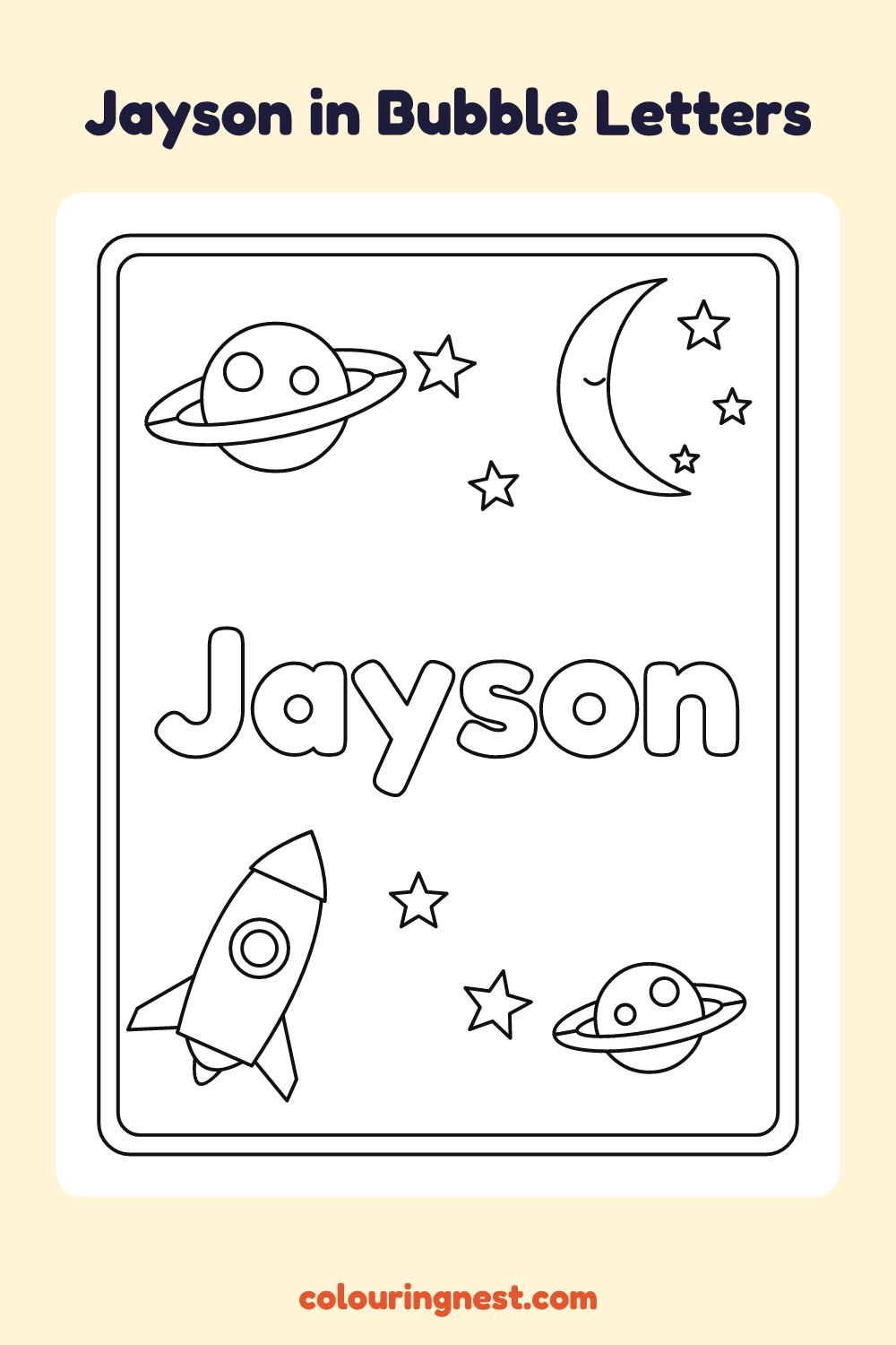 Jayson in Bubble Letters coloring page: free printable black-and-white line art