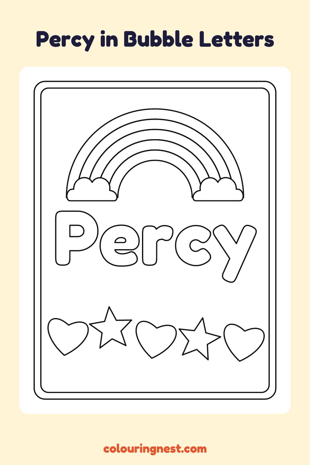 Percy in Bubble Letters coloring page: free printable black-and-white line art