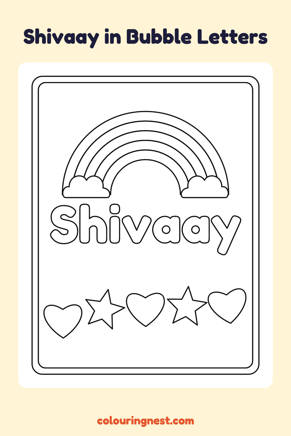 Shivaay in Bubble Letters coloring page: free printable black-and-white line art