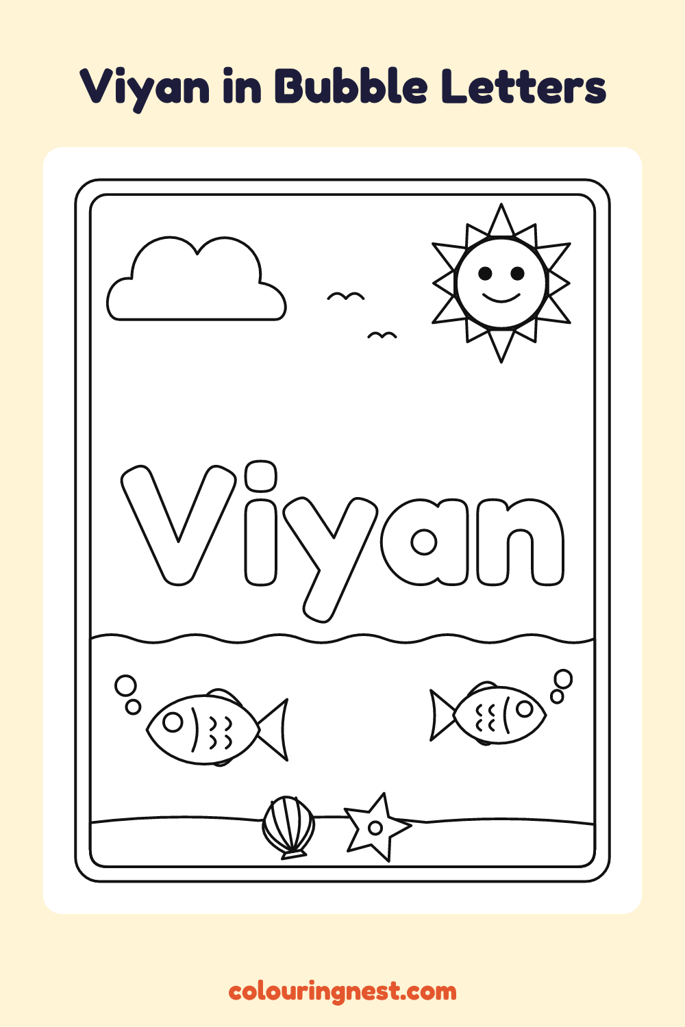 Viyan in Bubble Letters coloring page: free printable black-and-white line art