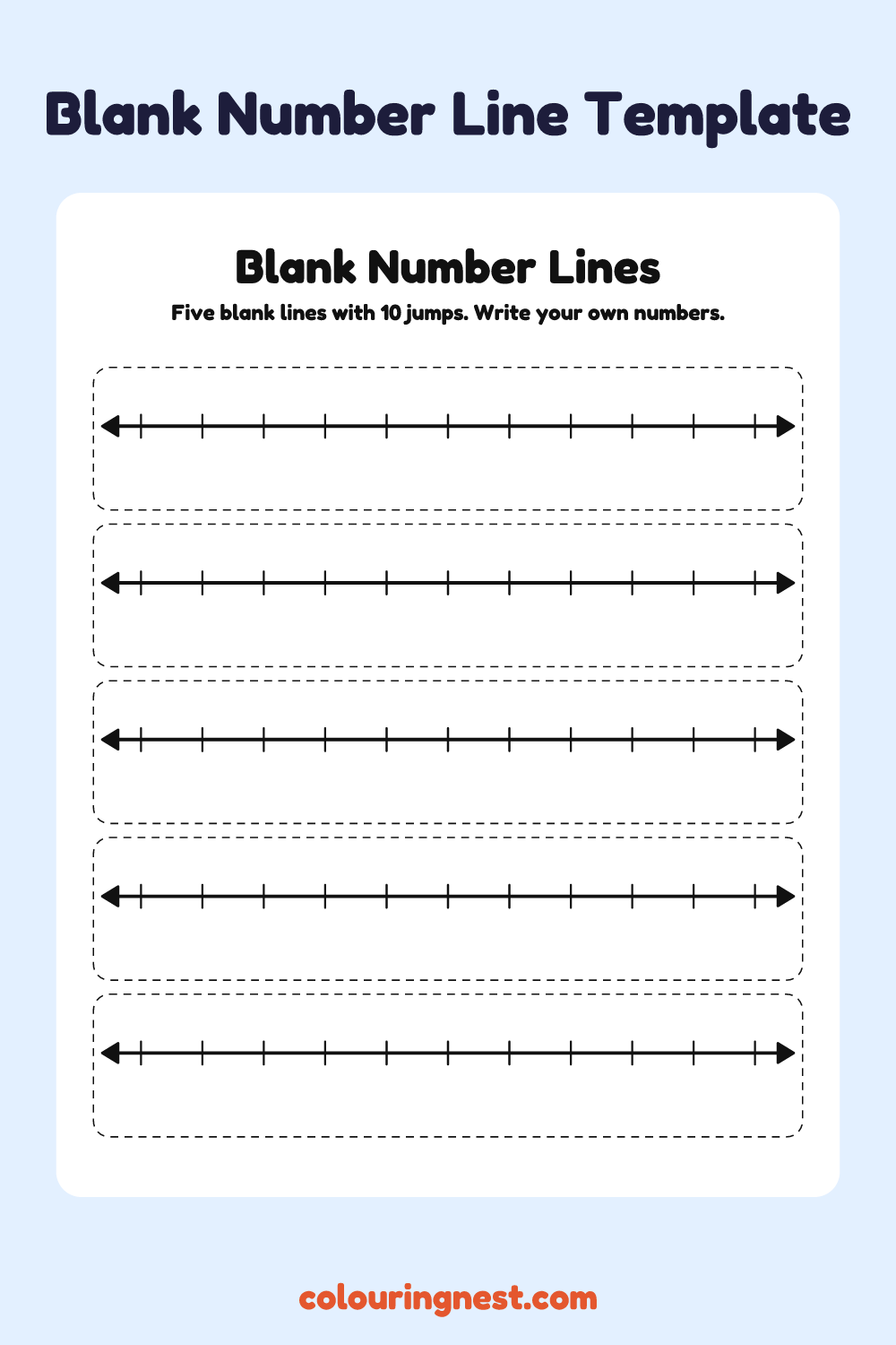 Blank Number Lines: free printable maths chart from Colouring Nest