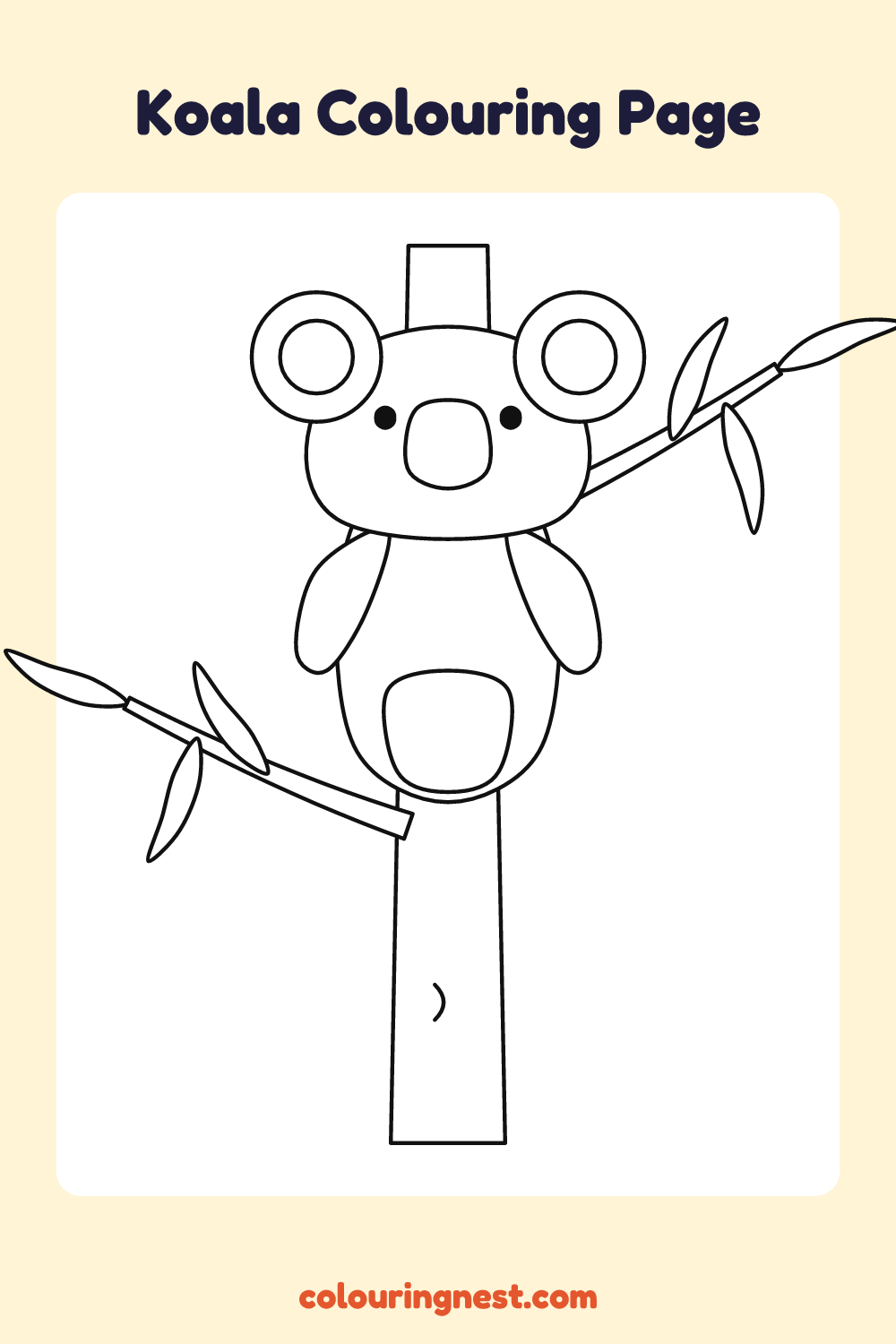 Koala Colouring Page coloring page: free printable black-and-white line art