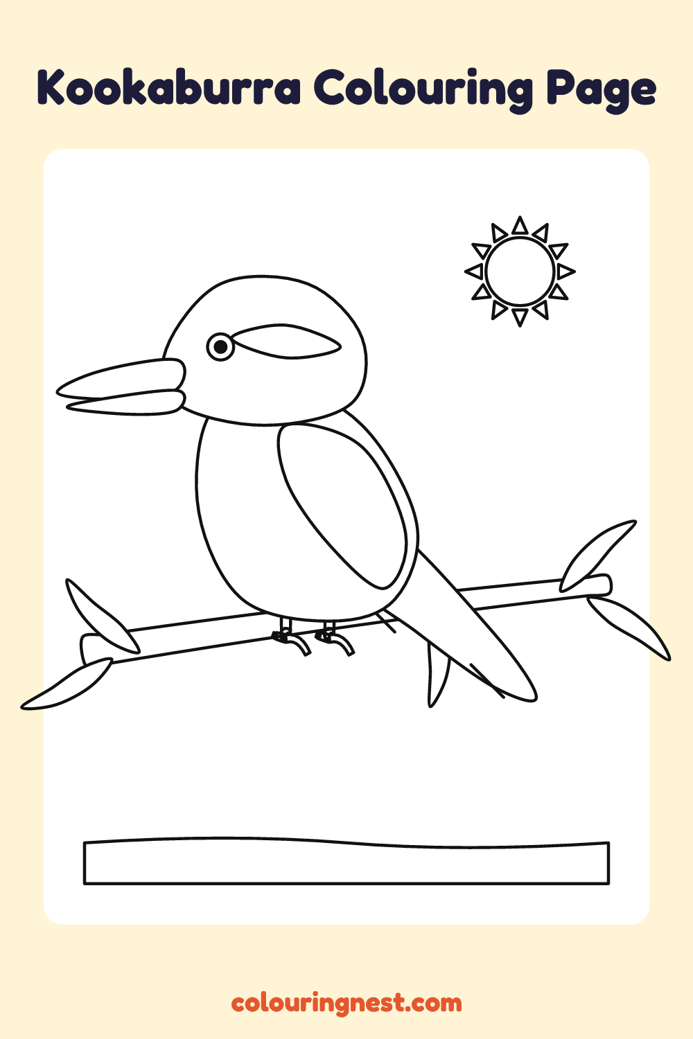Kookaburra Colouring Page coloring page: free printable black-and-white line art