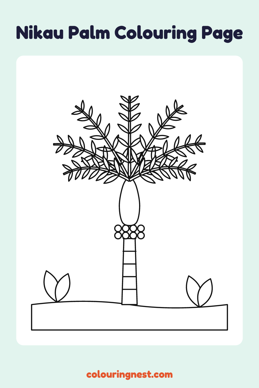 Nīkau Palm Colouring Page coloring page: free printable black-and-white line art