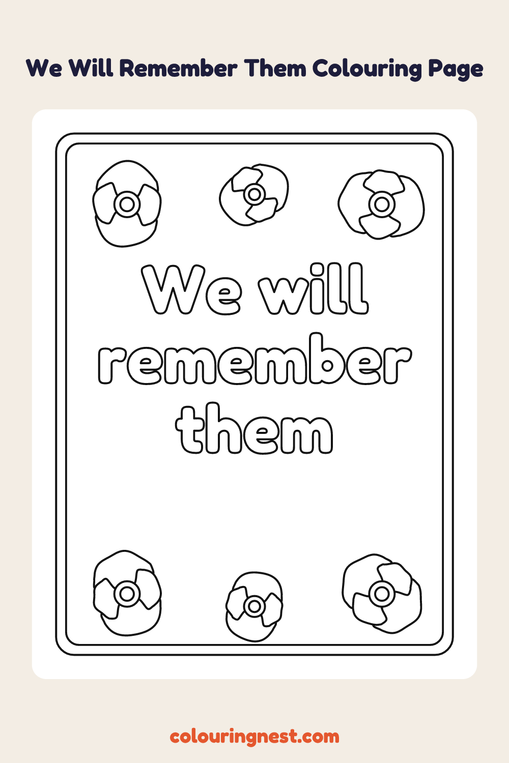 We Will Remember Them Colouring Page coloring page: free printable black-and-white line art