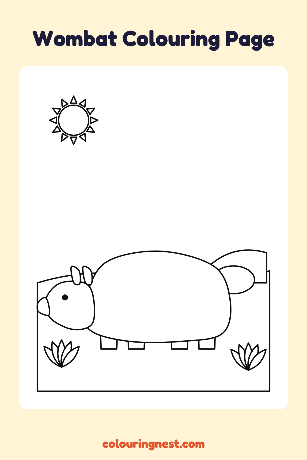 Wombat Colouring Page coloring page: free printable black-and-white line art