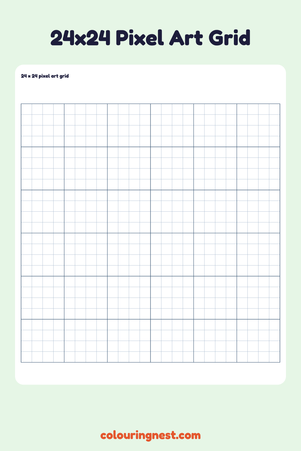 Blank 24 by 24 pixel art grid to print