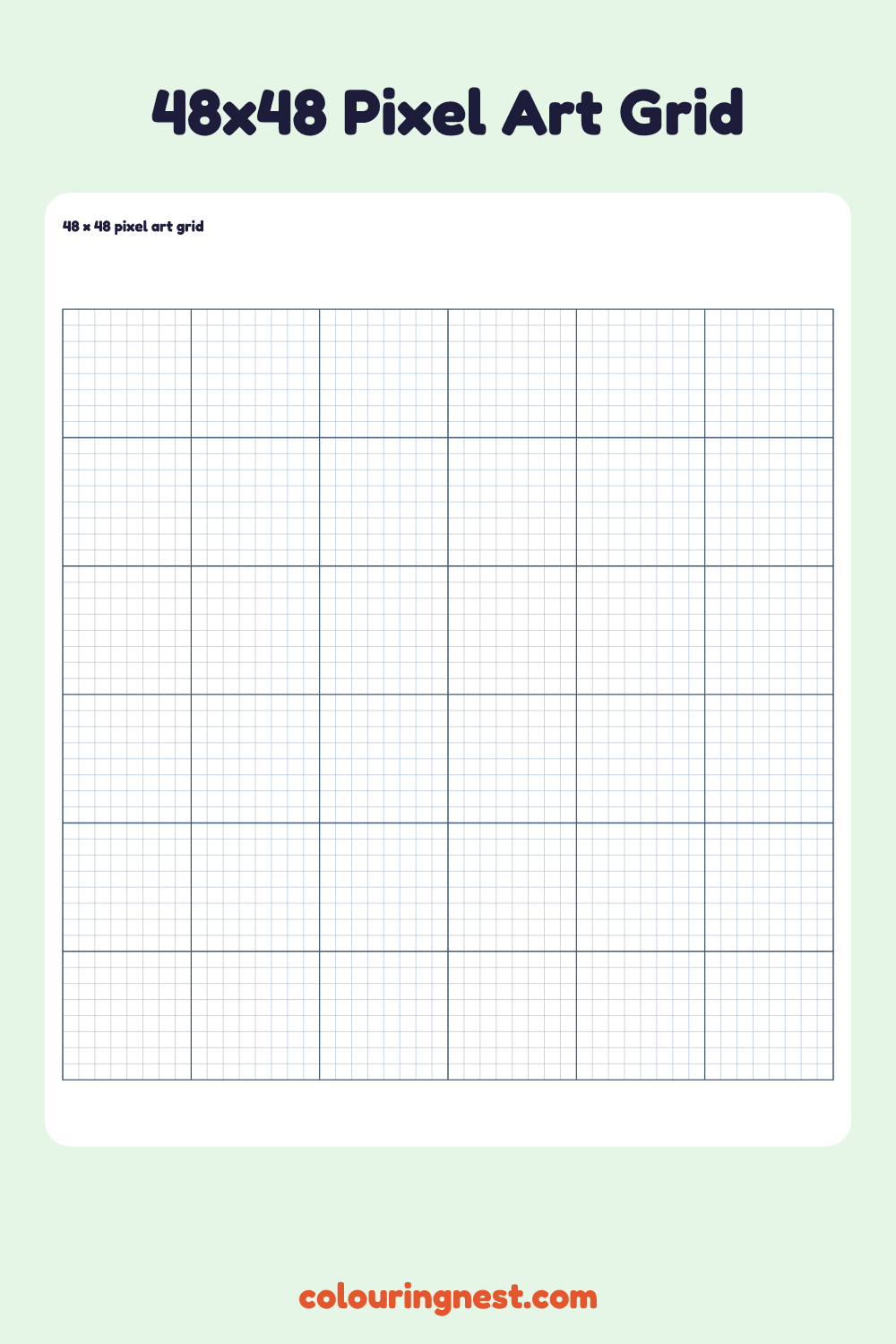 Blank 48 by 48 pixel art grid to print