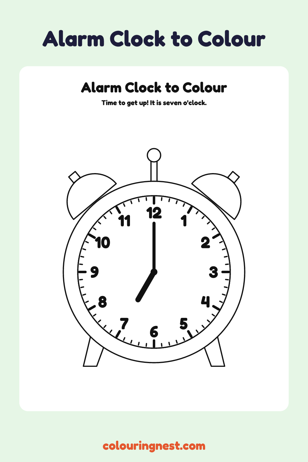 Alarm Clock Coloring Page: free printable clock coloring page from Colouring Nest