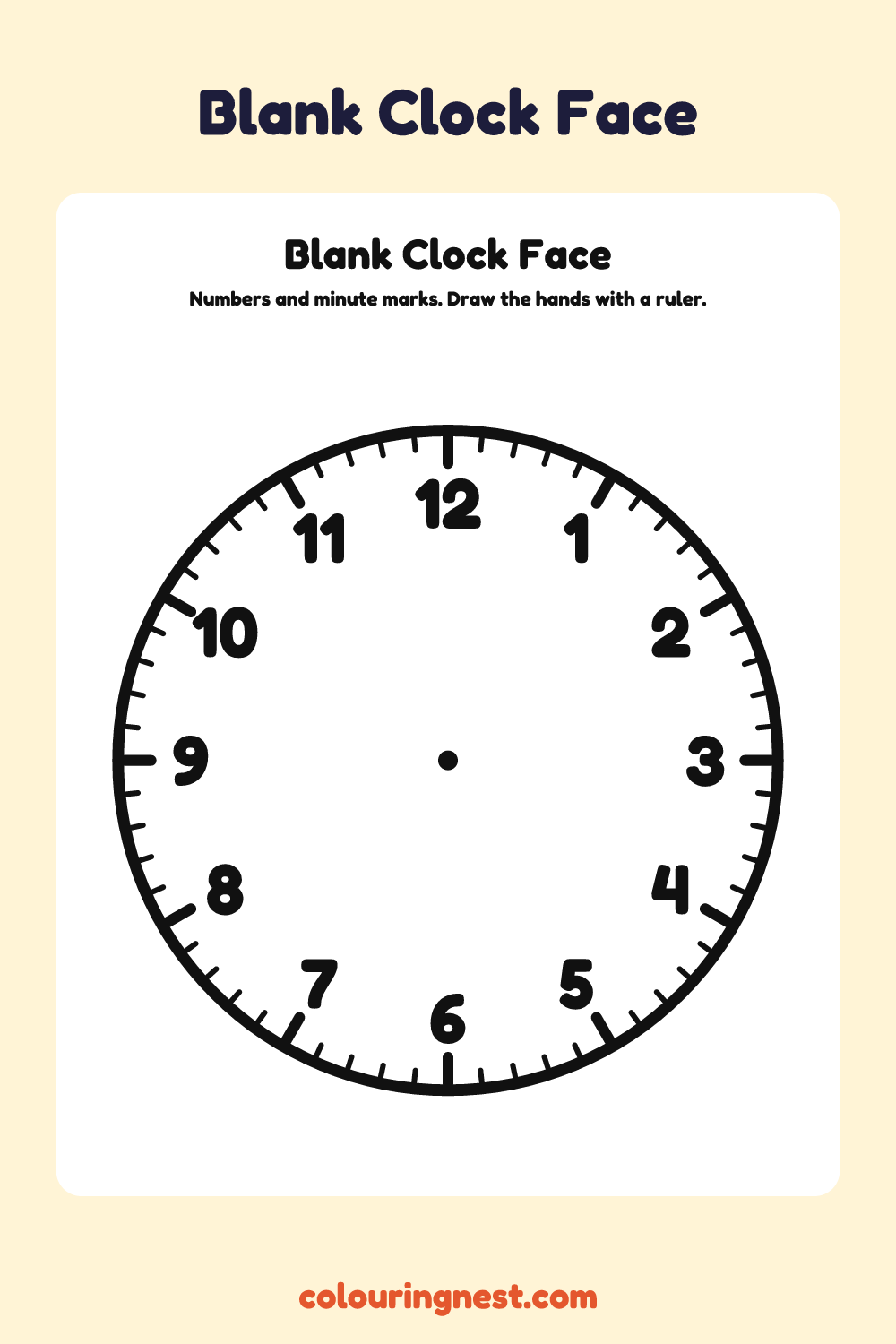 Blank Clock Face: free printable clock face from Colouring Nest