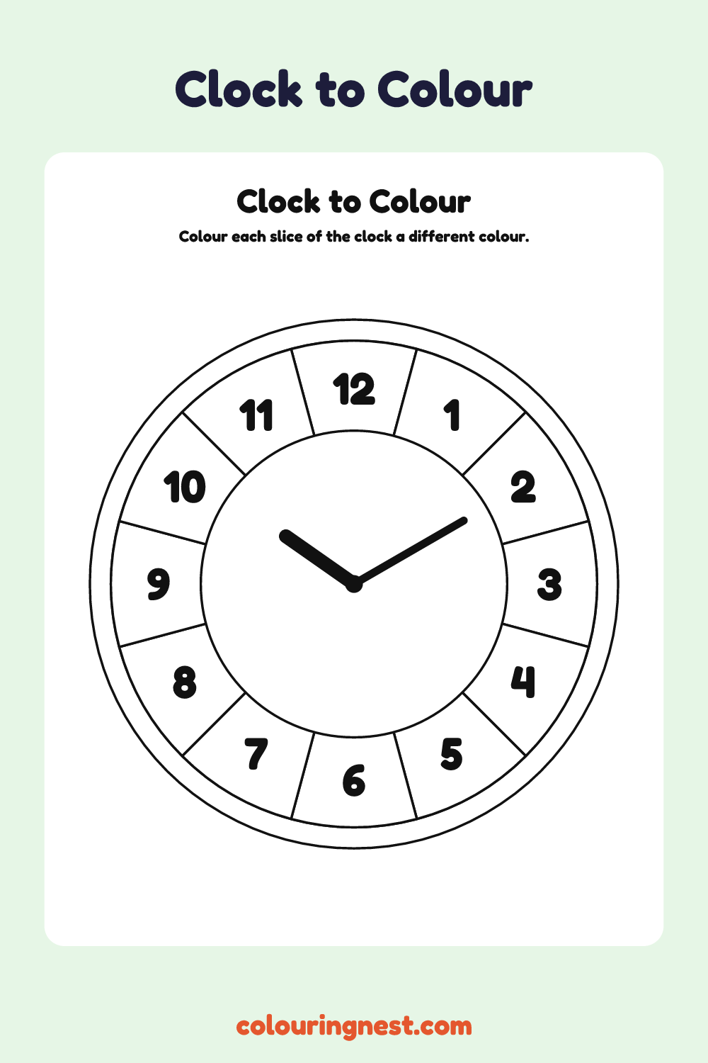 Clock Coloring Page: free printable clock coloring page from Colouring Nest