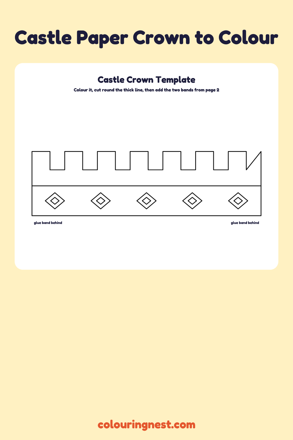 Castle paper crown template to colour and cut out