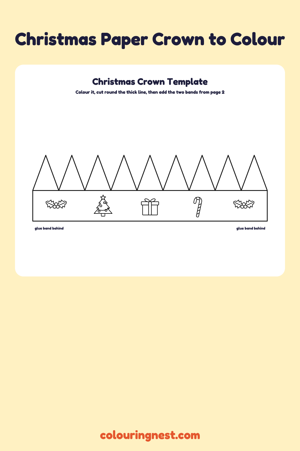 Christmas paper crown template to colour and cut out