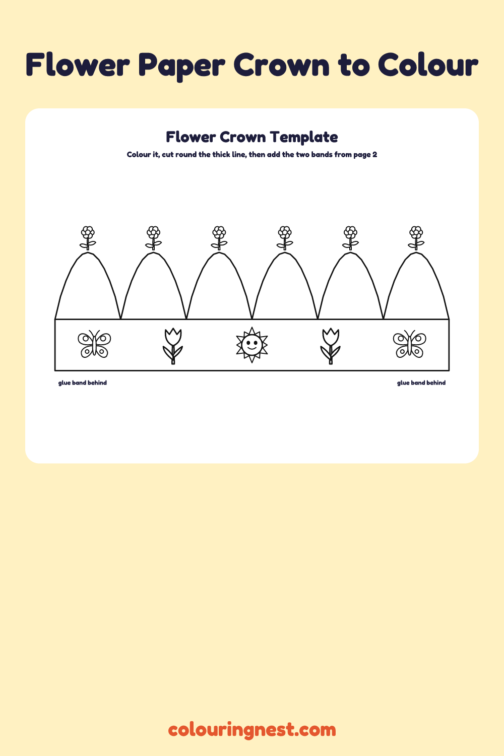 Flower paper crown template to colour and cut out