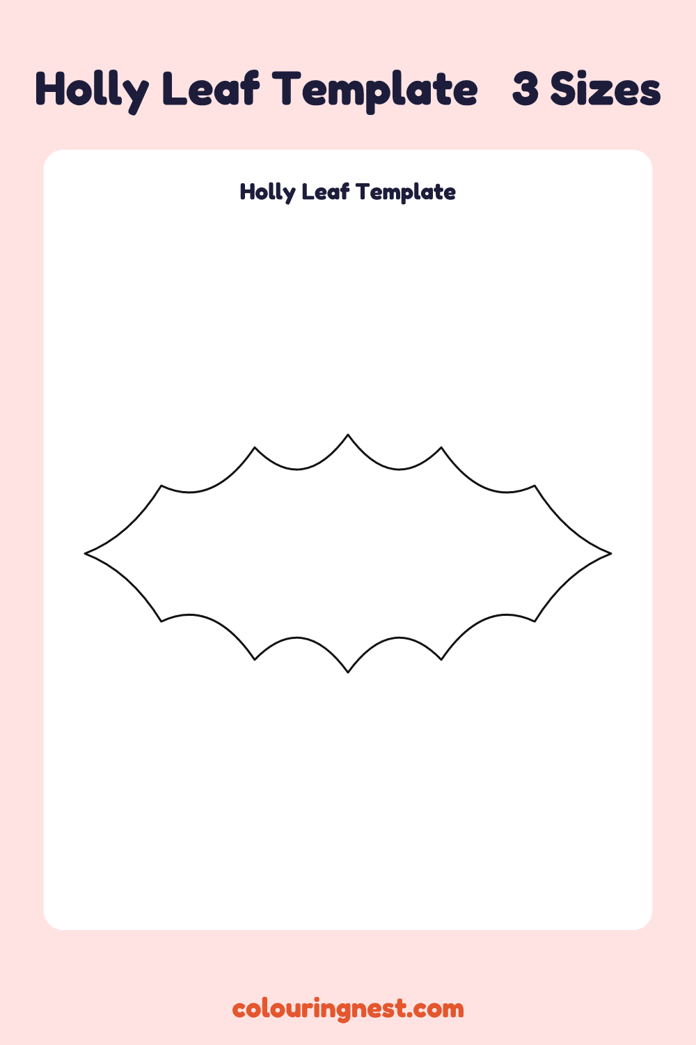 Holly Leaf template: printable holly leaf outline to cut out