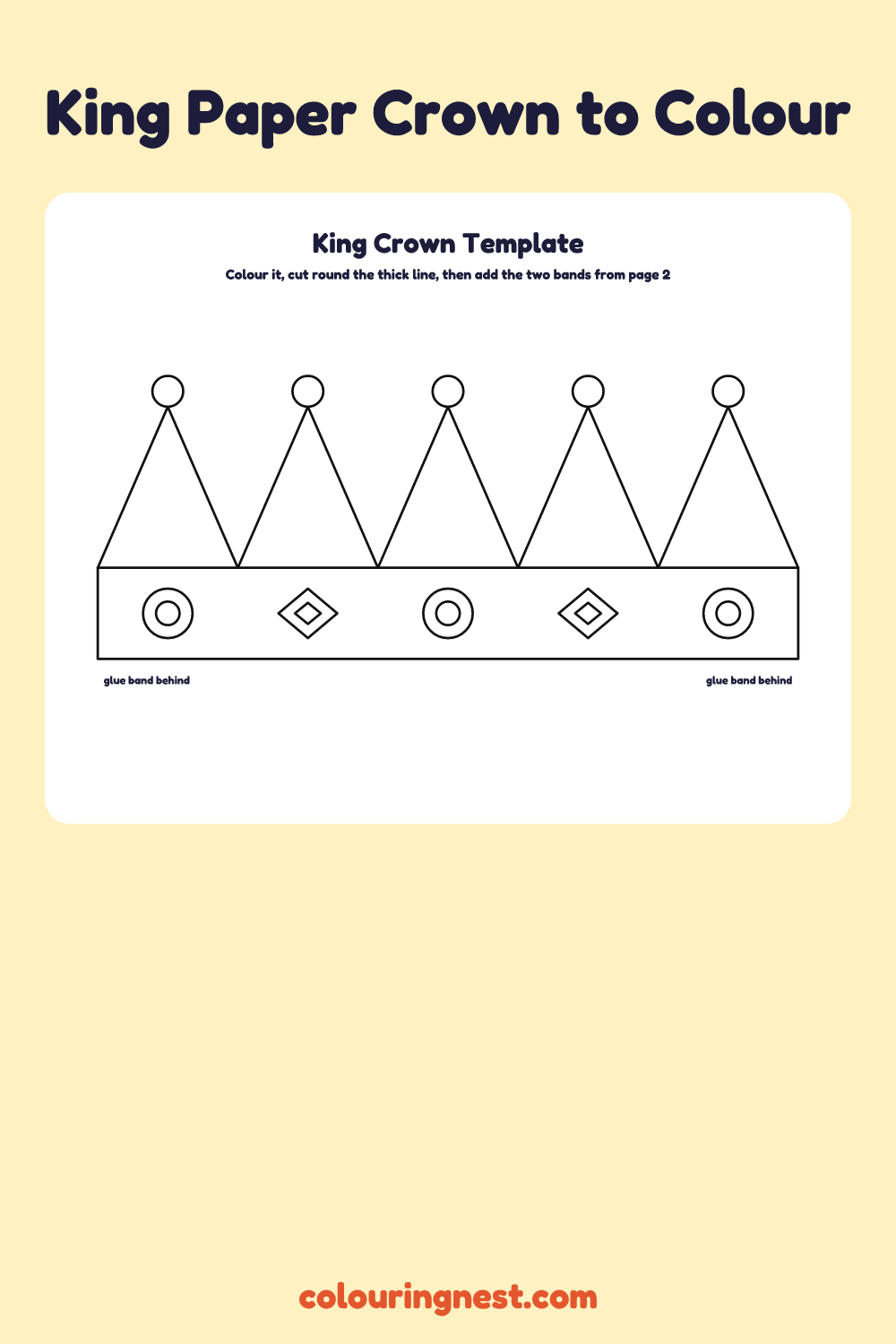 King paper crown template to colour and cut out