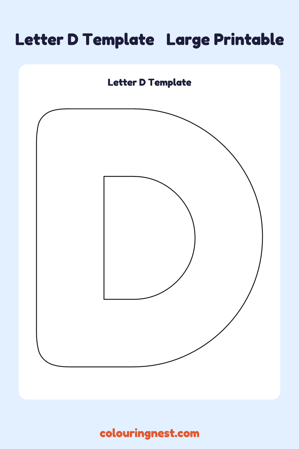 Letter D template: large printable Letter D outline to cut out
