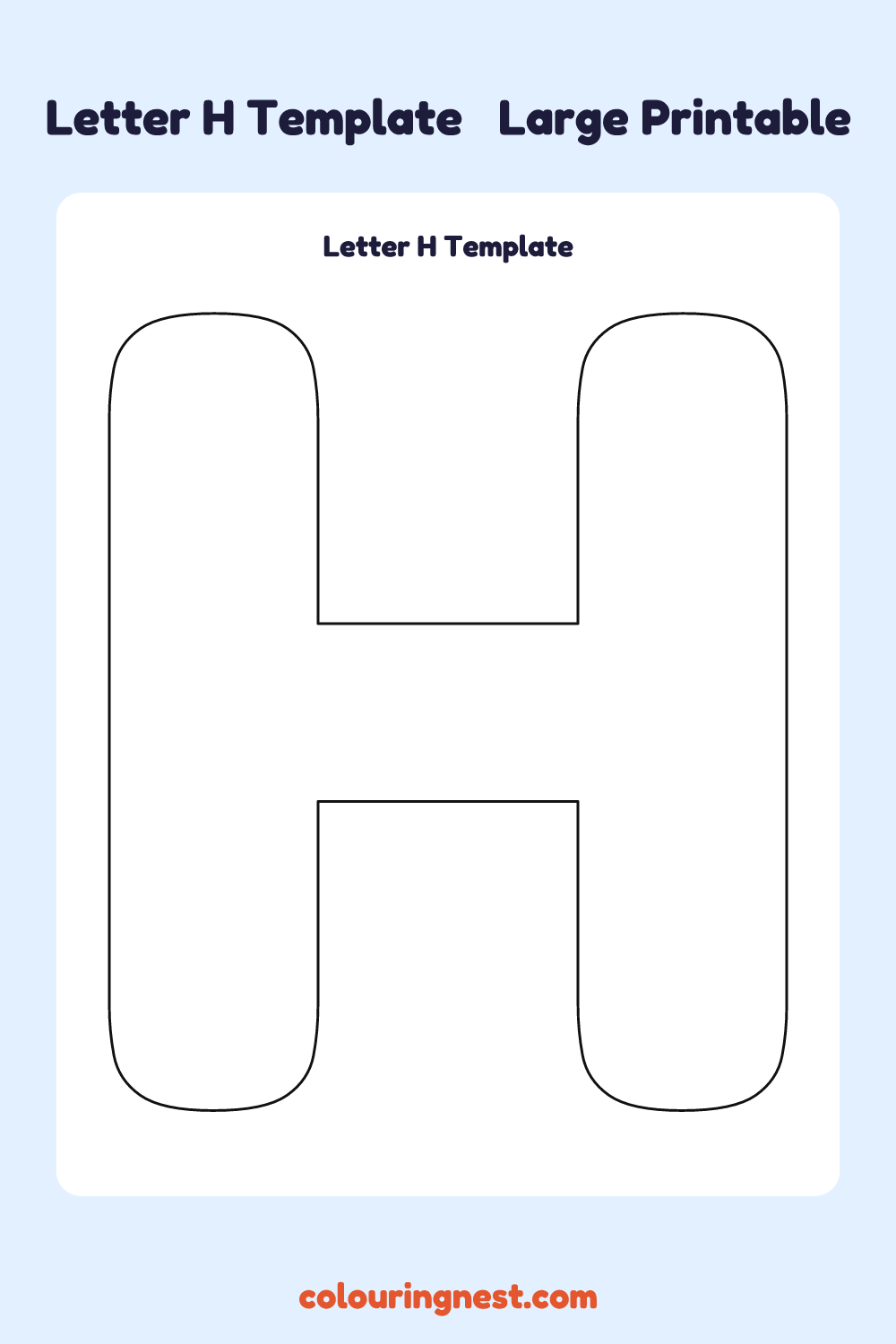 Letter H template: large printable Letter H outline to cut out