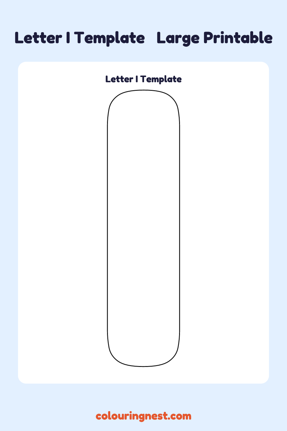 Letter I template: large printable Letter I outline to cut out