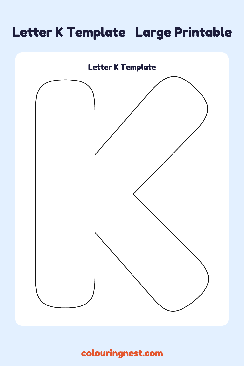 Letter K template: large printable Letter K outline to cut out