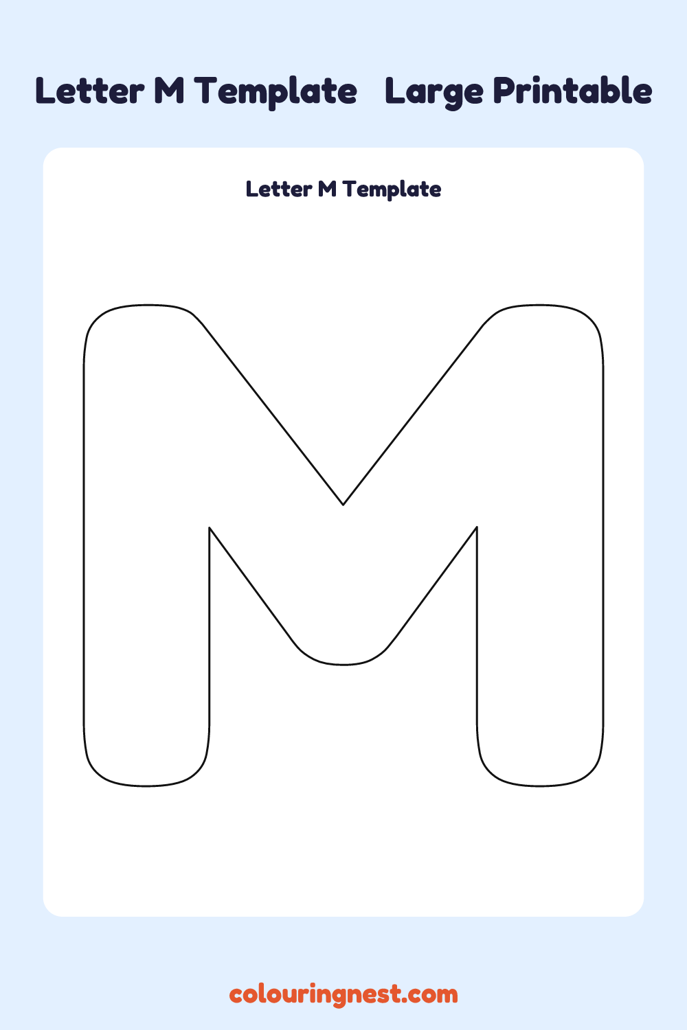 Letter M template: large printable Letter M outline to cut out