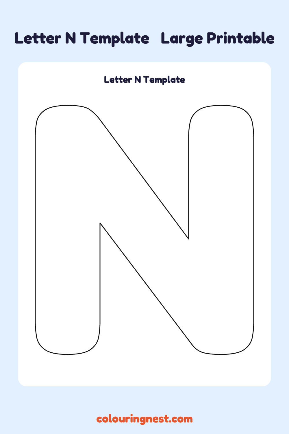 Letter N template: large printable Letter N outline to cut out
